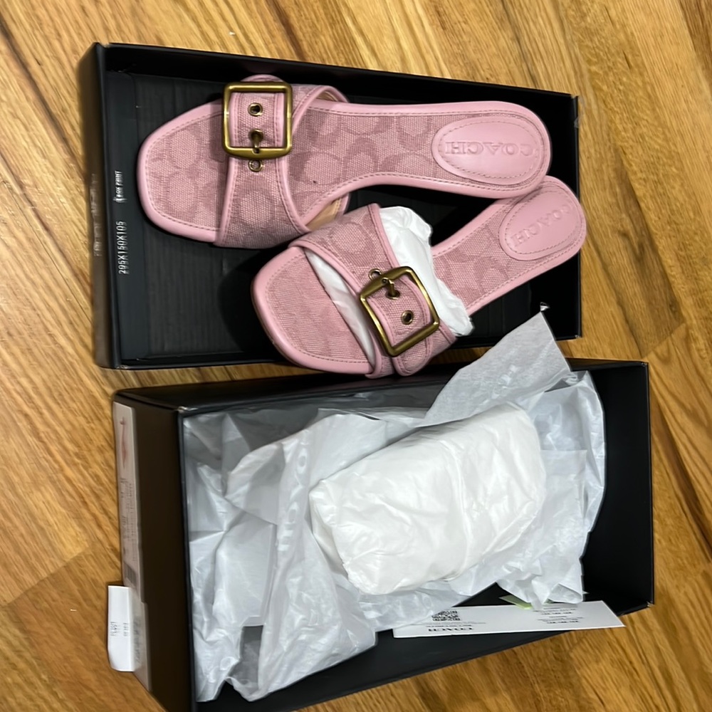 Coach Margot Canvas kitten heels pink